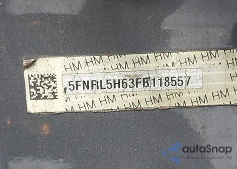 2015 Honda Odyssey Ex-L из США, поврежденный, VIN 5FNRL5H63FB118557